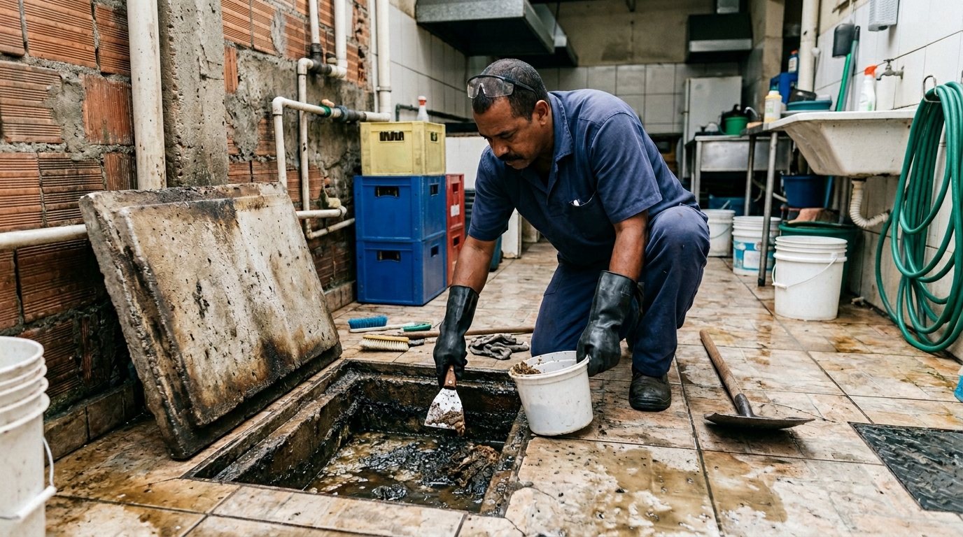 Esvaziamento de Caixa de Gordura no Batel, Curitiba‑PR