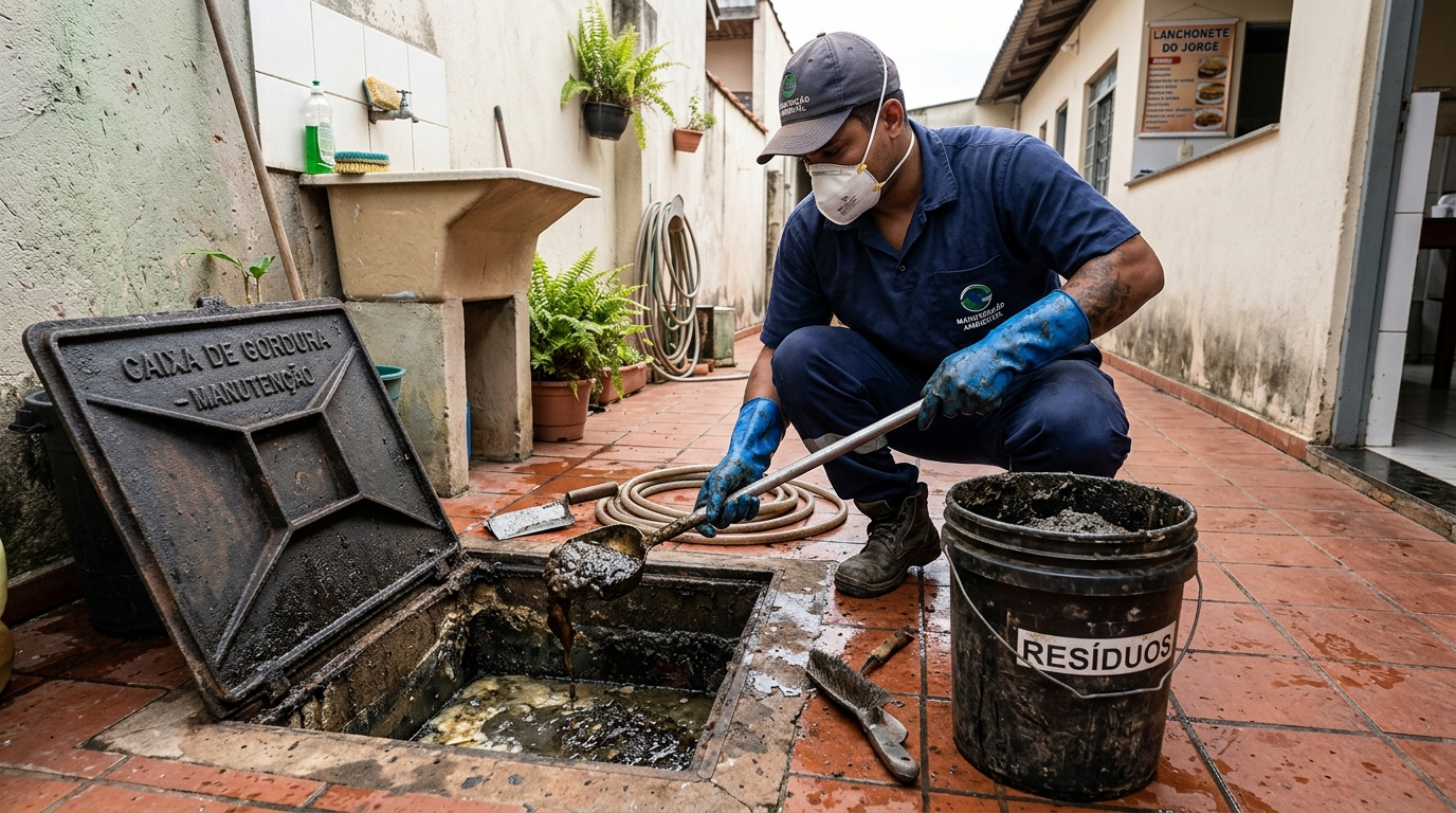 Manutenção de Caixa de Gordura no Batel, Curitiba‑PR